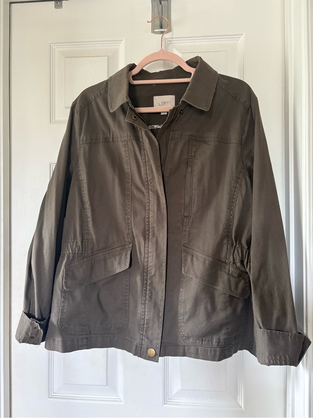 LOFT Olive Utility Jacket with Front Flap Pockets